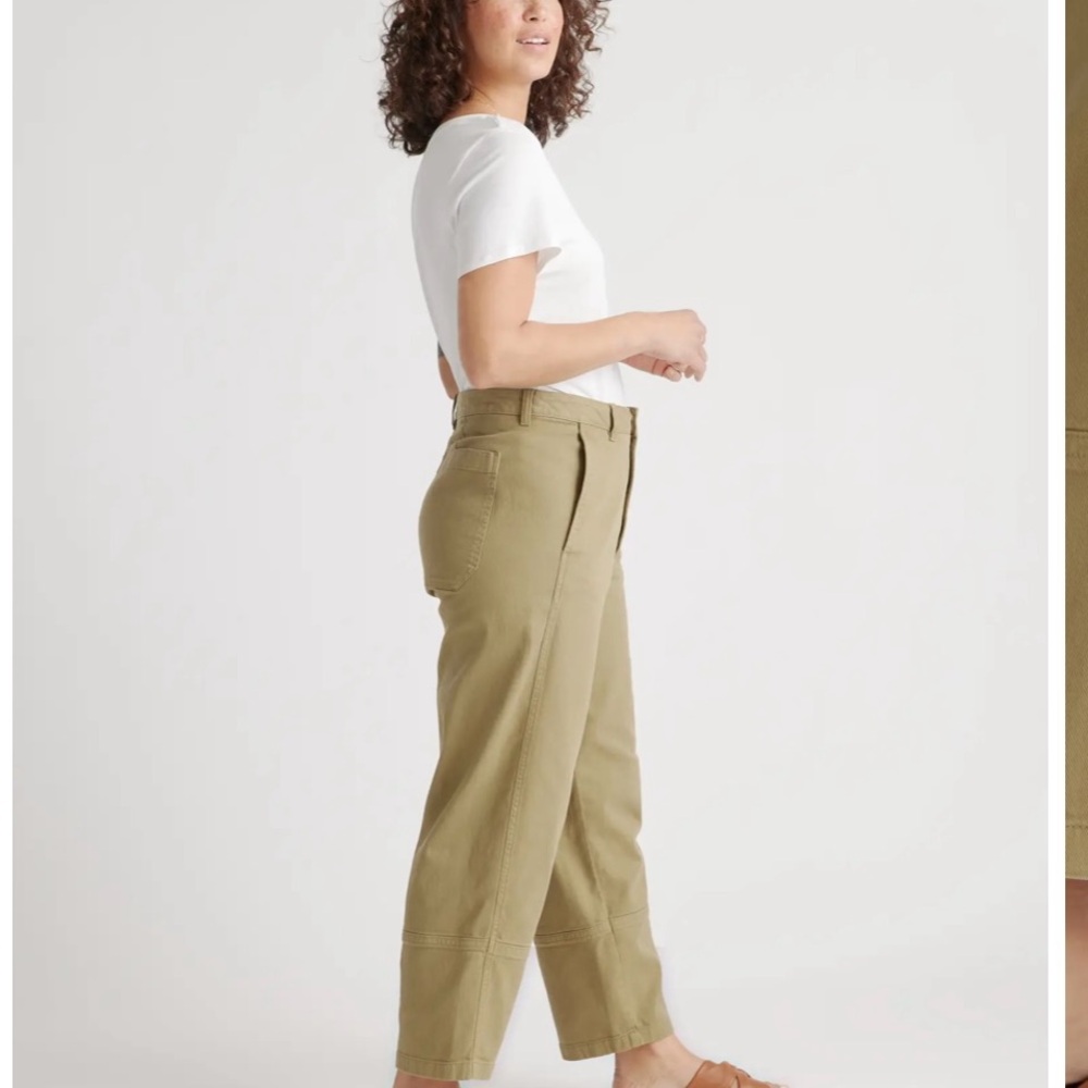 High-Rise Wide Leg Crop Pants in Olive - Picture 2 of 5
